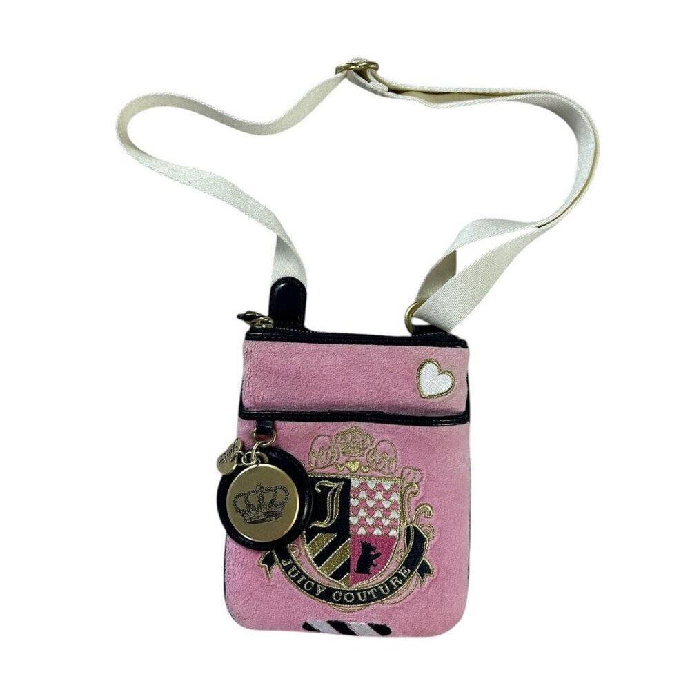 Juicy Couture Vintage Velour Pink Crossbody Bag Mini Y2K Purse